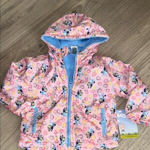 Bluey & Bingo Toddler Girls Pink Floral Donut Windbreaker Jacket 2T